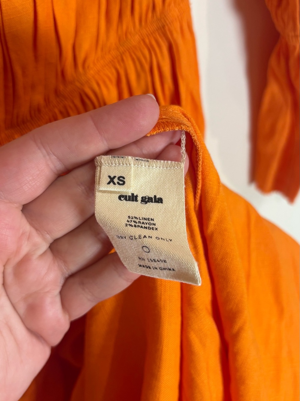 Cult Gaia Stella Off the Shoulder Smocked Midi Dress Sunburst Orange NWT Size XS - Picture 8 of 8